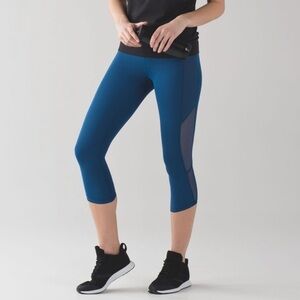 [10] Lululemon Athletica Women’s Body Con Crop Poseidon Blue Sheer Cut Outs